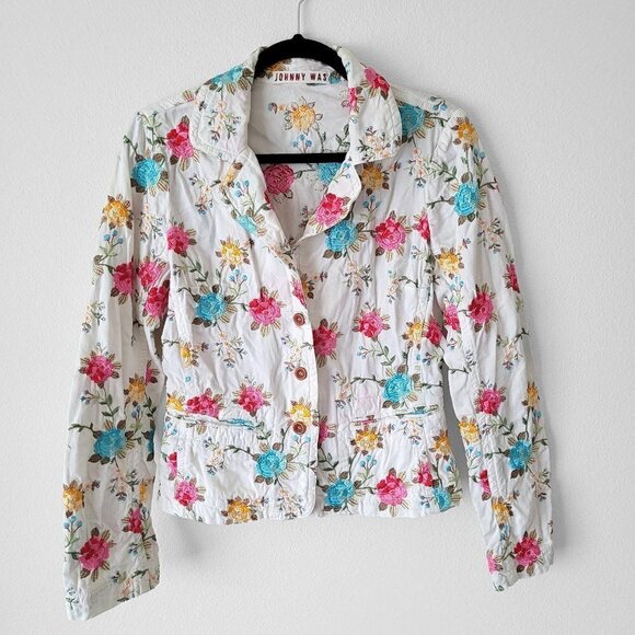 Johnny Was Spring Floral Embroidered Boho Blazer Jacket - Picture 1 of 7